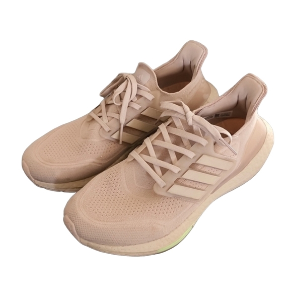 ADIDAS ULTRABOOST 21 Primeknit Sneakers 10 Ash Pearl Hazy Rose Blush Pink Tan - Picture 4 of 16